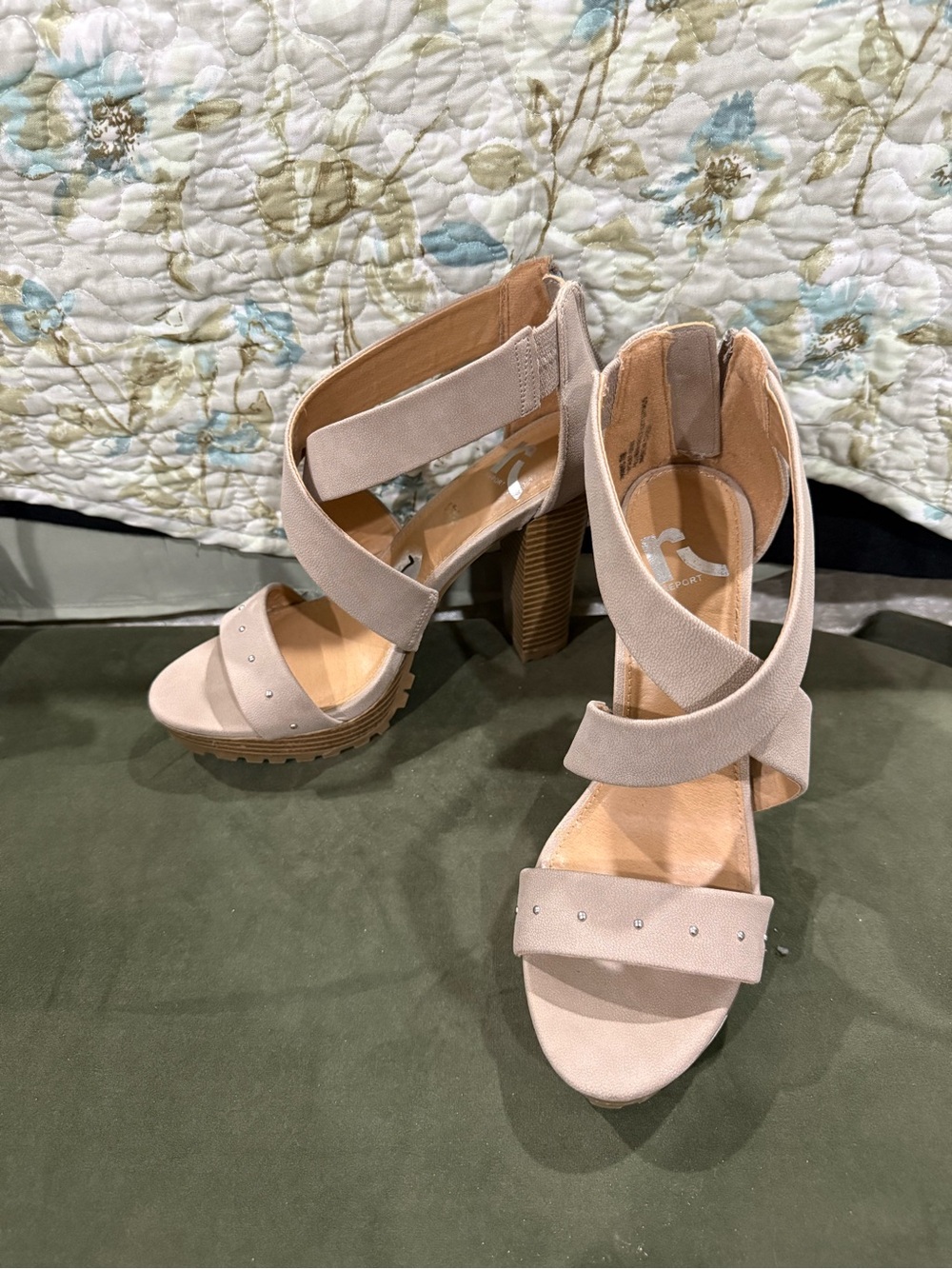 Report Blush Nude Strappy Block Heel Sandals
